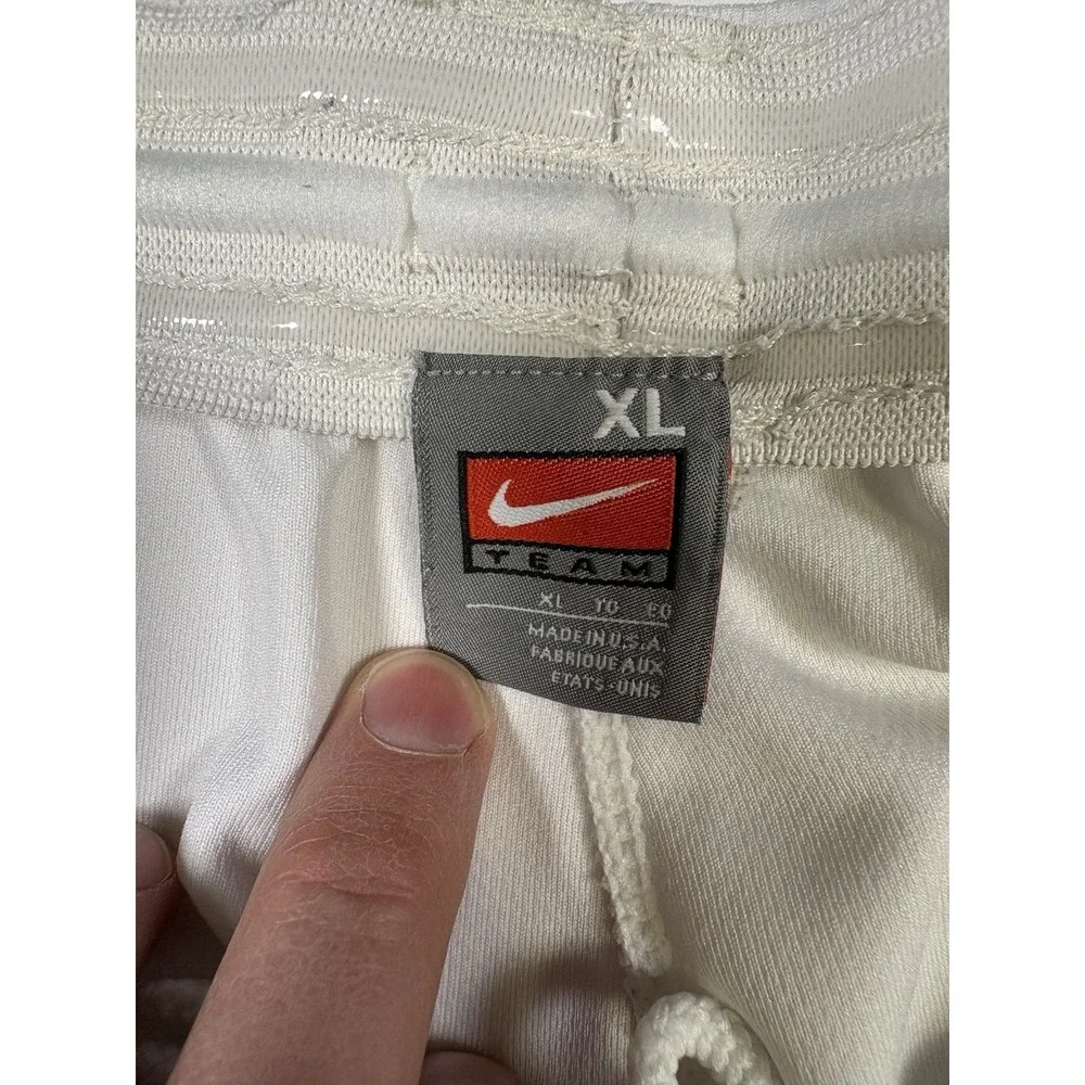VTG 90s Nike Team Mesh Basketball Shorts XL White Green Made in USA Swoosh